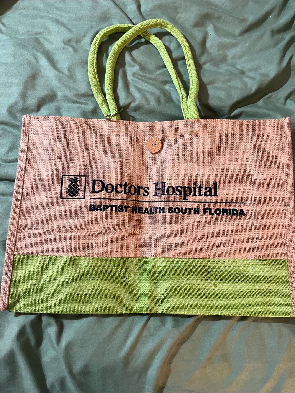 Doctors Hospital Beige & Lime Tote Bag